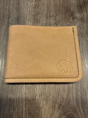 The Leather Company Bison Tan Leather Bifold Wallet Made In Montana